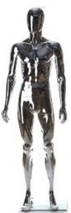 Chrome Egg Head Male Mannequin